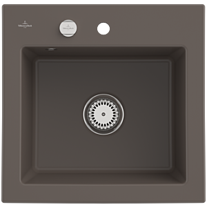 Villeroy und Boch Subway 50 S Einbauspüle 331502TR mit Ablaufgarnitur, Excenterbetätigung, 525 x 510 mm, timber CeramicPlus