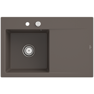 Villeroy and Boch Subway Style 45 Flat built-in sink 334802TR left, with drain fitting, eccentric operation, timber CeramicPlus, 78 x 51 cm