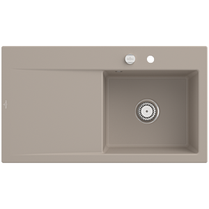 Villeroy und Boch Subway Style 50 Einbauspüle 335102AM rechts, mit Ablaufgarnitur, Excenterbetätigung, 900 x 510 mm, almond CeramicPlus