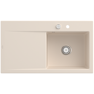 Villeroy and Boch Subway Style 50 built-in sink 335102FU right, with waste set, pop-up waste, 900 x 510 mm, ivory CeramicPlus