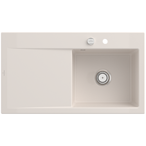 Villeroy and Boch Subway Style 50 built-in sink 335102KR right, with waste set, pop-up waste, 900 x 510 mm, crema CeramicPlus