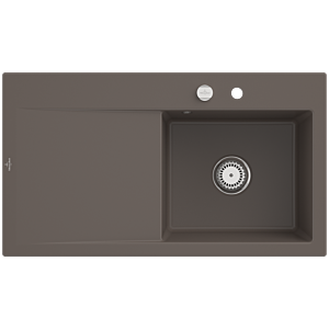 Villeroy and Boch Subway Style 50 built-in sink 335102TR right, with waste set, 900 x 510 mm, pop-up waste, timber CeramicPlus