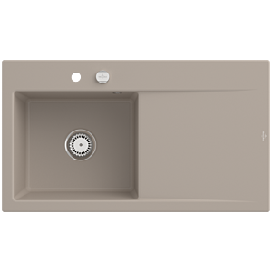 Villeroy und Boch Subway Style 50 Einbauspüle 335202AM links, mit Ablaufgarnitur, 900 x 510 mm, Excenterbetätigung, almond CeramicPlus