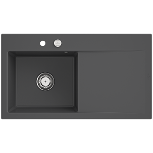 Évier encastrable Villeroy et Boch Subway Style 50 335202i4 à gauche, avec garniture de vidage , 900 x 510 mm, vidage automatique, graphite CeramicPlus