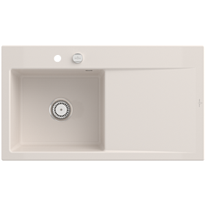 Évier encastrable Villeroy et Boch Subway Style 50 335202KR à gauche, avec garniture de vidage , 900 x 510 mm, vidage automatique, CeramicPlus crème