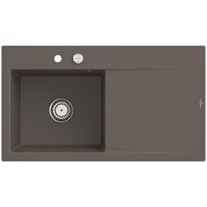 Villeroy und Boch Subway Style 50 Einbauspüle 335202TR links, mit Ablaufgarnitur, 900 x 510 mm, Excenterbetätigung, timber CeramicPlus