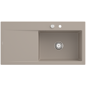 Villeroy and Boch Subway Style 60 sink 336102AM right, with waste set, pop-up waste, 1000 x 510 mm, almond CeramicPlus