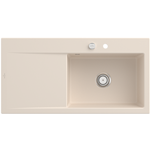 Évier Villeroy et Boch Subway Style 60 336102FU à droite, avec garniture de vidage , vidage automatique, 1000 x 510 mm, ivoire CeramicPlus