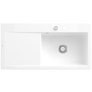 Villeroy and Boch Subway Style 60 sink 336102KG right, with waste set, pop-up waste, 1000 x 510 mm, snow white CeramicPlus
