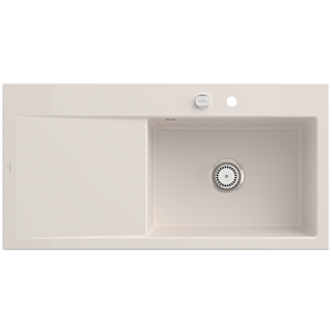 Évier Villeroy et Boch Subway Style 60 336102KR à droite, avec garniture de vidage , vidage automatique, 1000 x 510 mm, CeramicPlus crema