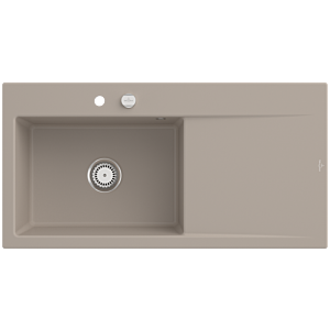 Évier à encastrer Villeroy et Boch Subway Style 60 336202AM cuvette à gauche, garniture de vidange avec commande excentrique, 1000 x 510 mm, Amande