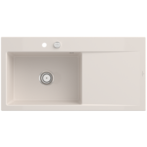 Villeroy and Boch Subway Style 60 built-in sink 336202KR basin left, drain fitting with eccentric operation, 1000 x 510 mm, Crema