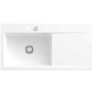Villeroy and Boch Subway Style 60 built-in sink 336202RW basin left, drain fitting with eccentric operation, 1000 x 510 mm, Stone White