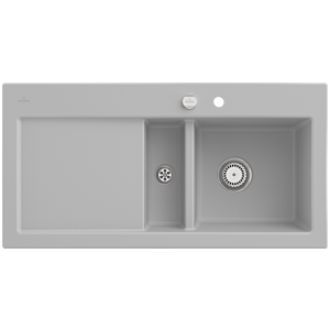 Villeroy and Boch Subway 60 built-in sink 671202SM right, with drain fitting, eccentric operation, 1000 x 510 mm, steam CeramicPlus