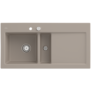 Villeroy and Boch Subway 60 built-in sink 677002AM left, with drain fitting, eccentric operation, 1000 x 510 mm, almond CeramicPlus