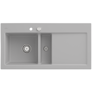 Villeroy und Boch Subway 60 Einbauspüle 677002SM links, mit Ablaufgarnitur, Excenterbetätigung, 1000 x 510 mm, steam CeramicPlus