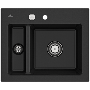 Villeroy and Boch Subway 60 XM built-in sink 678002J0 with drain fitting, eccentric operation, 620 x 510 mm, chromite CeramicPlus