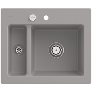 Villeroy and Boch Subway 60 XM built-in sink 678002KD with drain fitting, eccentric operation, 620 x 510 mm, fossil CeramicPlus