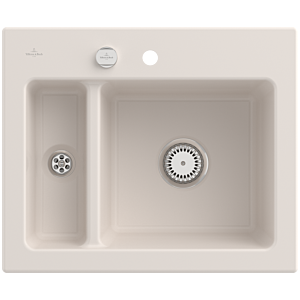 Villeroy and Boch Subway 60 XM built-in sink 678002KR with drain fitting, eccentric operation, 620 x 510 mm, crema CeramicPlus