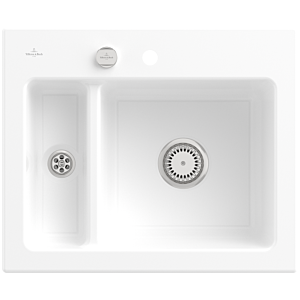 Évier à encastrer Villeroy et Boch Subway 60 XM 678002R1 avec garniture de vidage , commande excentrique, 620 x 510 mm, blanc alpin CeramicPlus