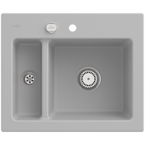 Évier encastrable Villeroy et Boch Subway 60 XM 678002SM avec garniture de vidage , commande excentrique, 620 x 510 mm, vapeur CeramicPlus
