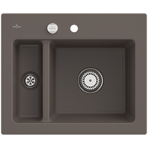 Villeroy and Boch Subway 60 XM built-in sink 678002TR with drain fitting, eccentric operation, 620 x 510 mm, timber CeramicPlus