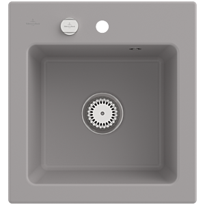 Évier encastrable Villeroy &amp; Boch Subway 45 XS 678102KD avec garniture de vidage et commande excentrique, 475 x 510 mm, Fossil