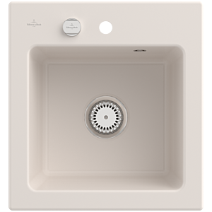 Villeroy & Boch Subway 45 XS Einbauspüle 678102KR mit Ablaufgarnitur und Exzenterbetätigung, 475 x 510 mm, Crema