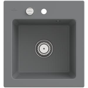 Évier à encastrer Villeroy &amp; Boch Subway 45 XS 678102SL avec garniture de vidage et commande excentrique, 475 x 510 mm, Stone