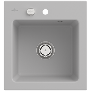 Villeroy &amp; Boch Subway 45 XS built-in sink 678102SM with drain fitting and eccentric operation, 475 x 510 mm, Steam