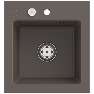 Évier à encastrer Villeroy &amp; Boch Subway 45 XS 678102TR avec garniture de vidage et commande excentrique, 475 x 510 mm, Bois