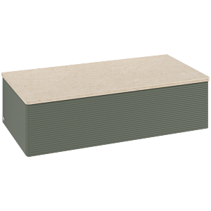 Villeroy and Boch Antao vanity unit L40103HL 100x26.8x50cm, washbasin top color botticino, leaf green matt lacquer