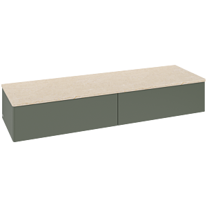 Villeroy &amp; Boch Antao Sideboard L42003HL 160x26.8x50cm, washbasin top color botticino, leaf green matt lacquer