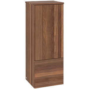 Meuble de cuisine Villeroy &amp; Boch Antao hauteur moyenne L43000HM avec éclairage, 1 porte, 414 x 1039 x 356 mm, façade lisse, finition Noyer chaud / Noyer chaud