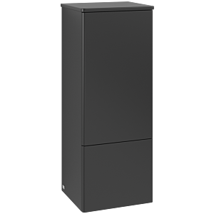 Villeroy &amp; Boch Antao mid-height cabinet L43000PD with lighting, 1 door, 414 x 1039 x 356 mm, smooth front, Black Matt Lacquer / Black Matt Lacquer