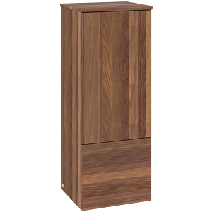 Villeroy und Boch Antao Mittelschrank L43100HM mit Beleuchtung, 1 Tür, 414 x 1039 x 356 mm, Front mit Struktur, Warm Walnut / Warm Walnut