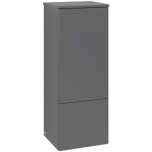 Villeroy &amp; Boch Antao mid-height cabinet L44000GK with lighting, 1 door, 414 x 1039 x 356 mm, smooth front, Anthracite Matt Lacquer / Anthracite Matt Lacquer