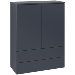 Villeroy &amp; Boch Antao Highboard L47000HG with lighting, 2 doors, 814 x 1039 x 356 mm, smooth front, Midnight Blue Matt Lacquer / Midnight Blue Matt Lacquer