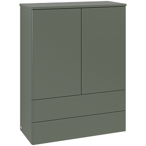 Villeroy &amp; Boch Antao Highboard L47000HL with lighting, 2 doors, 814 x 1039 x 356 mm, smooth front, Leaf Green Matt Lacquer / Leaf Green Matt Lacquer