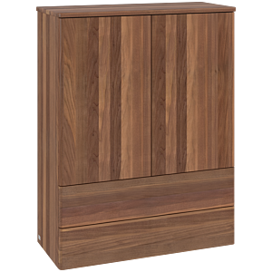 Villeroy &amp; Boch Antao Highboard L47000HM with lighting, 2 doors, 814 x 1039 x 356 mm, smooth front, Warm Walnut / Warm Walnut