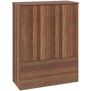 Villeroy und Boch Antao Highboard L47100HM mit Beleuchtung, 2 Türen, 814 x 1039 x 356 mm, Front mit Struktur, Warm Walnut / Warm Walnut