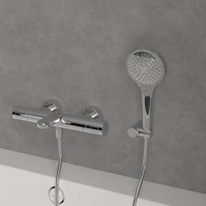 Douchette Villeroy &amp; Boch Verve TVS10900100061 Ø 110 mm, 3 jets, avec protection anti-retour, fixation murale, chromée