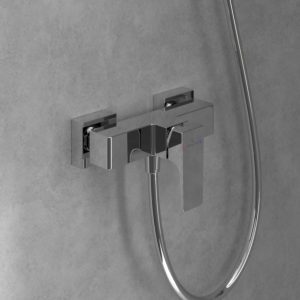 Villeroy &amp; Boch Architectura Square single-lever shower mixer TVS12500100061 with backflow protection, wall-mounted, chrome
