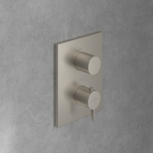 Villeroy and Boch Conum trim set TVS12700100064 concealed thermostat with one-way volume control, wall mounting, brushed nickel black