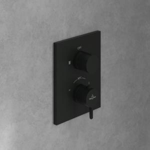 Villeroy and Boch Conum trim set TVS127001000K5 concealed thermostat with one-way volume control, wall mounting, matt black