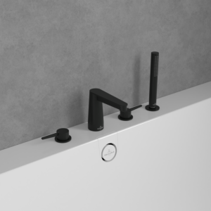 Mitigeur bain 4 trous Villeroy et Boch Conum TVT127002000K5 avec douchette, noir mat