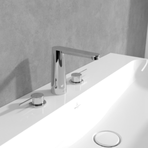 Villeroy and Boch Conum three-hole basin mixer TVW12700100161 without pop-up waste, chrome