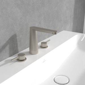 Villeroy and Boch Conum three-hole basin mixer TVW12700100164 without pop-up waste, brushed nickel black