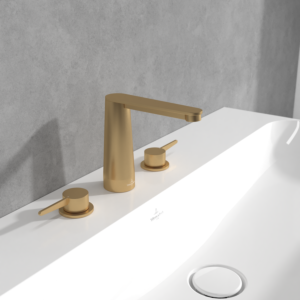 Villeroy et Boch Conum mitigeur lavabo 3 trous1 TVW12700100176 sans garniture de vidange , or brossé