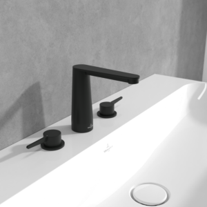 Villeroy et Boch Conum mitigeur lavabo à trois trous1 TVW127001001K5 sans garniture de vidange , noir mat